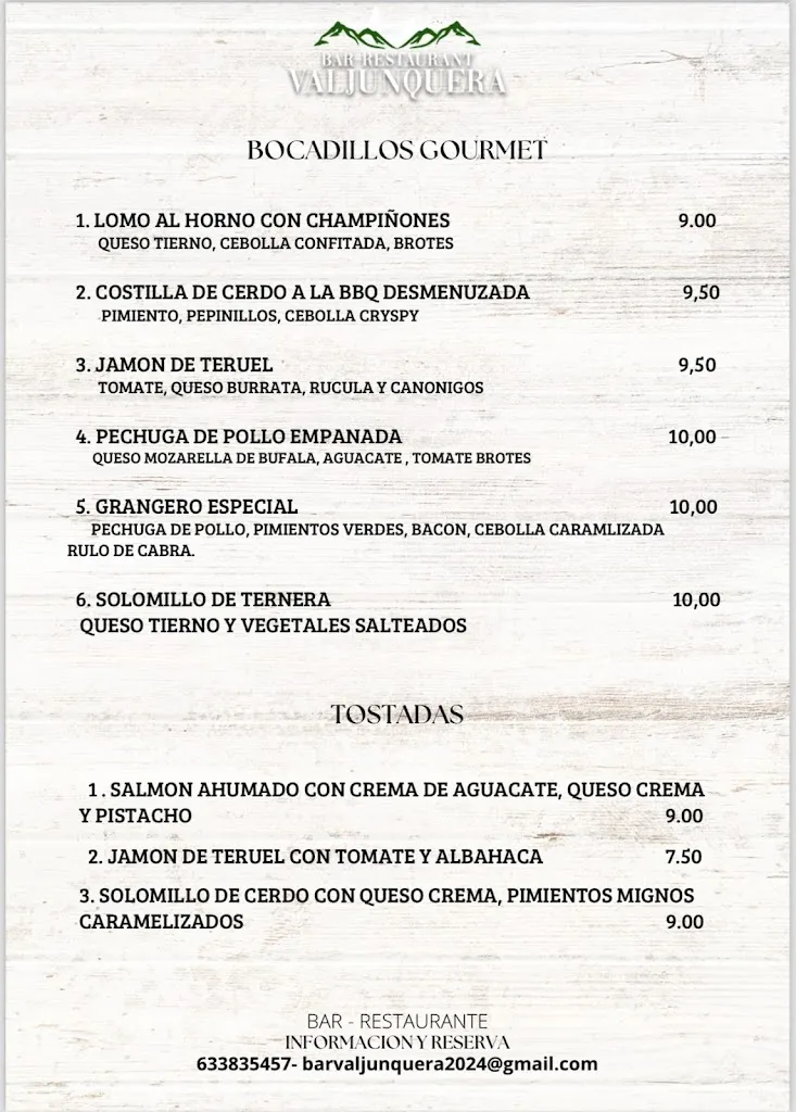 Menu_Bar Restaurante Valjunquera_Valjunquera_image_2