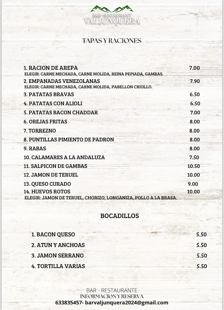 Menu_Bar Restaurante Valjunquera_Valjunquera_image_4