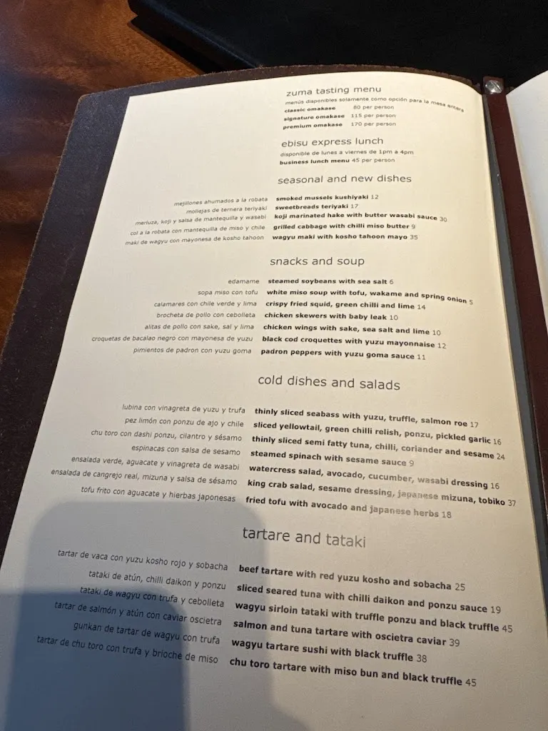 Menu_Zuma Madrid_Zoma La_image_1