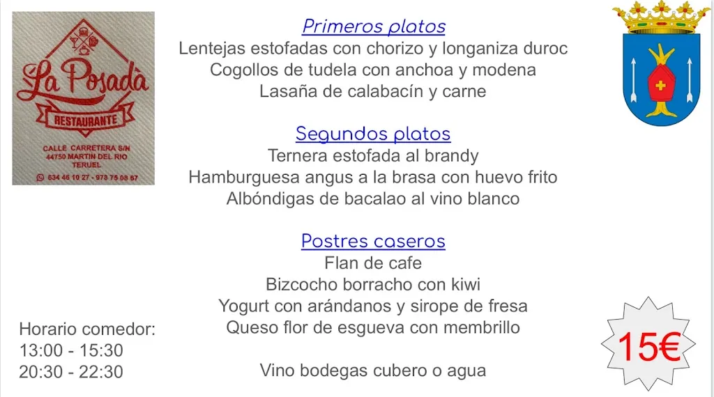 Menu_La Posada_Vivel del Río Martín_image_1