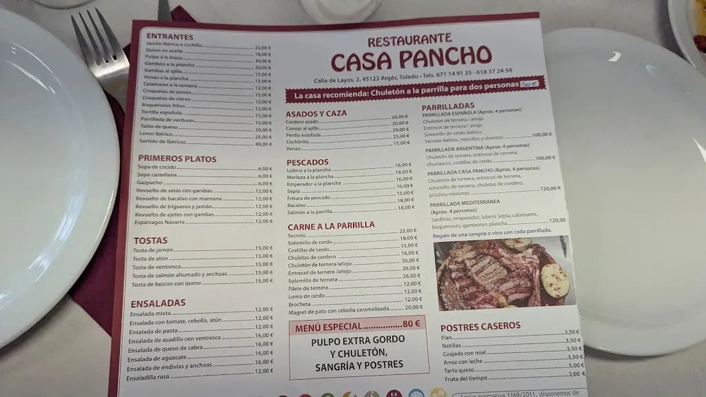Menu_Restaurante Casa Pancho_Argés_image_1