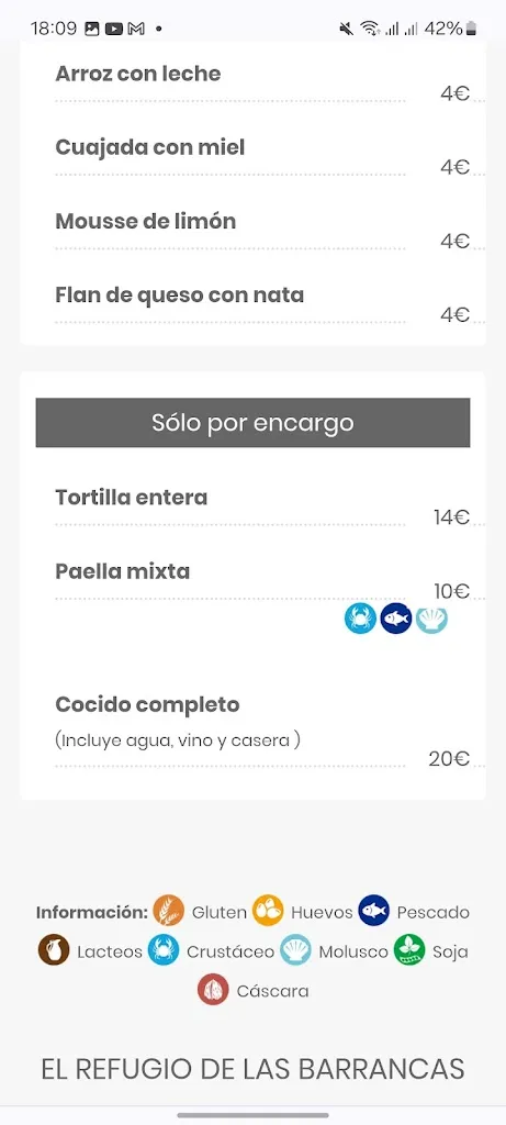 Menu_Bar El Refugio de Las Barrancas_Burujón_image_3