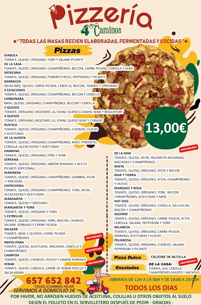 Menu_Pizzeria 4 Caminos_Níjar_immagine_1