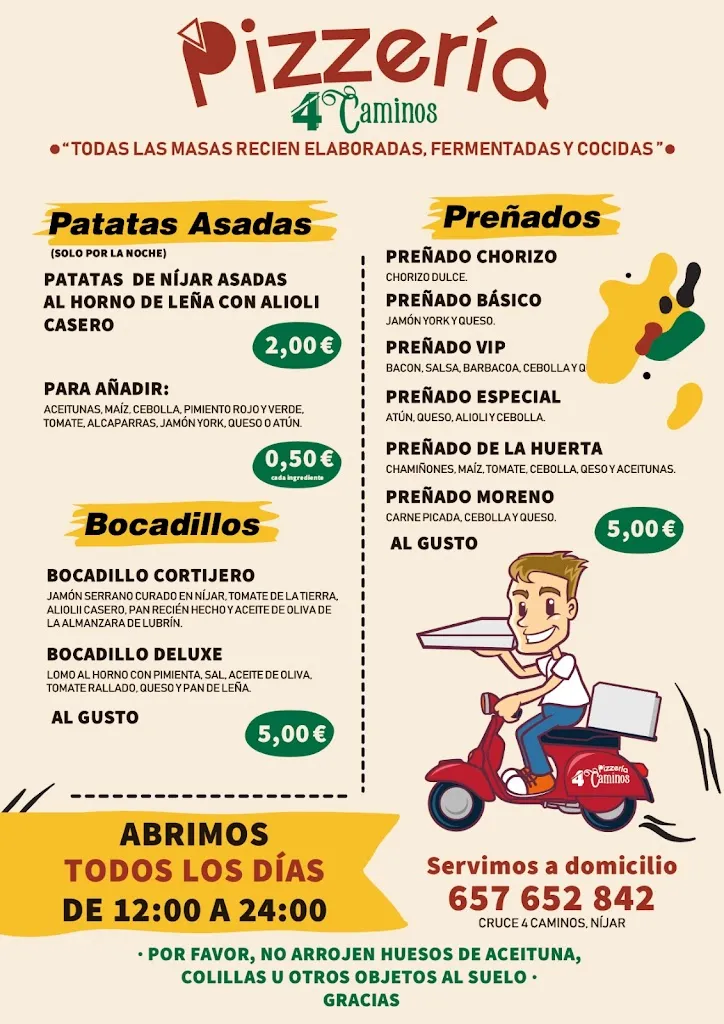 Menu_Pizzeria 4 Caminos_Níjar_immagine_2