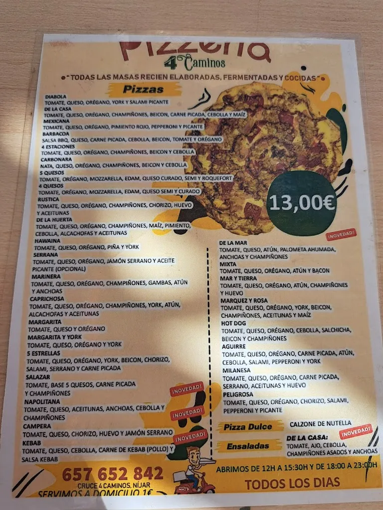 Menu_Pizzeria 4 Caminos_Níjar_immagine_4