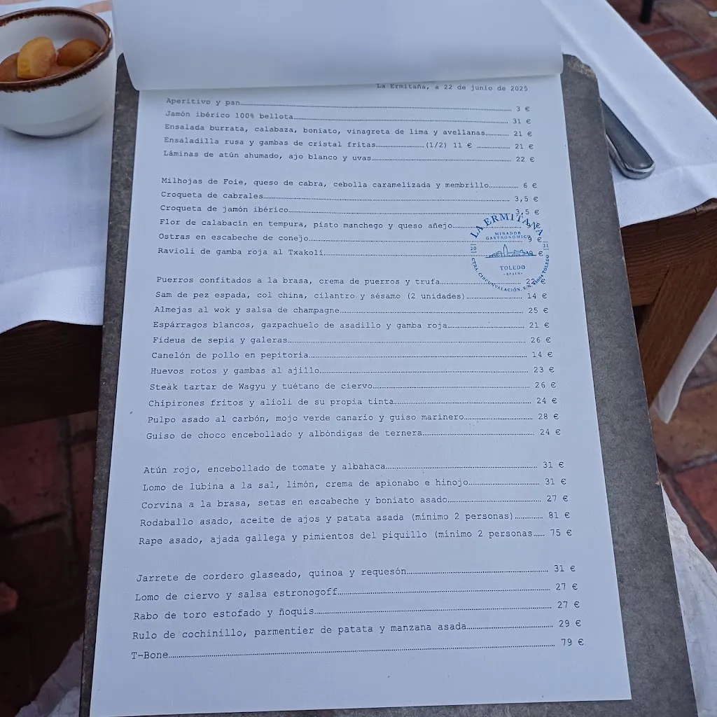 Menu_Restaurante La Ermitaña / Mirador Gastronómico de Toledo_Burguillos de Toledo_immagine_2