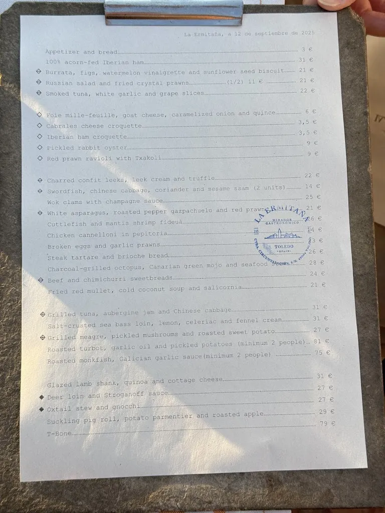 Menu_Restaurante La Ermitaña / Mirador Gastronómico de Toledo_Burguillos de Toledo_immagine_4