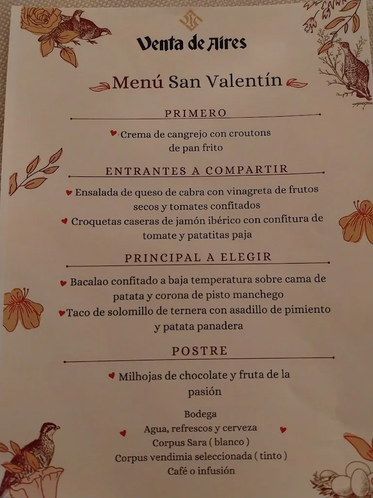 Menu_Restaurante Venta de Aires_Burguillos de Toledo_image_1