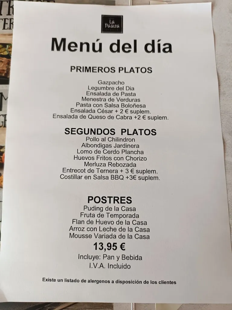 Menu_Área de Servicio Cazalegas La Pausa _Cazalegas_image_2