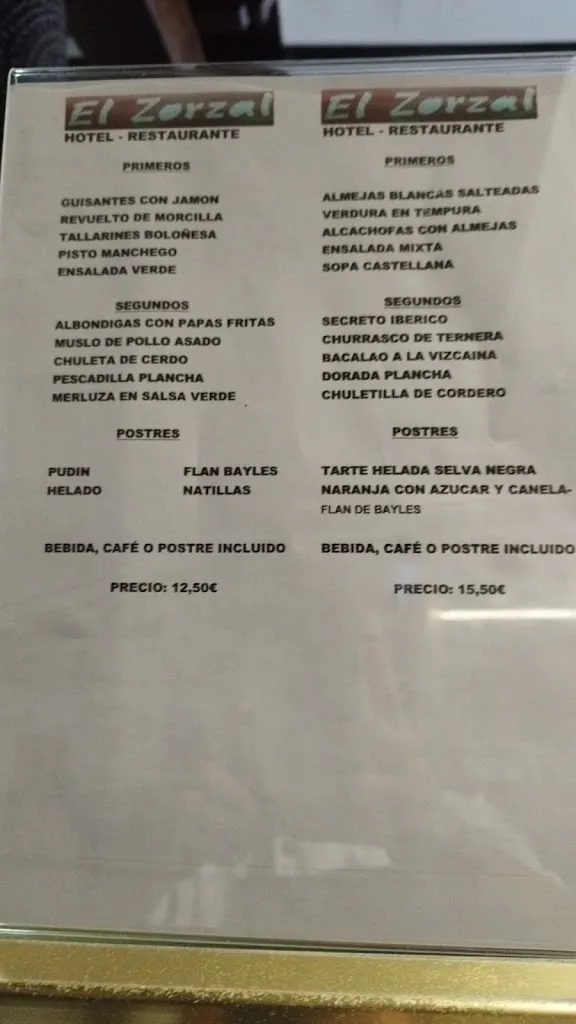 Menu_Hotel Restaurante EL ZORZAL_Dosbarrios_image_4