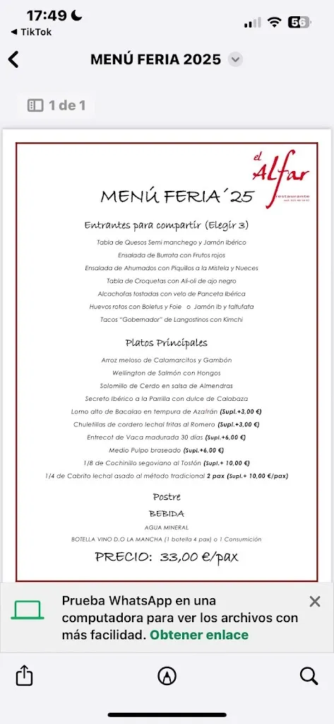 Menu_El Alfar de Consuegra_Consuegra_image_2