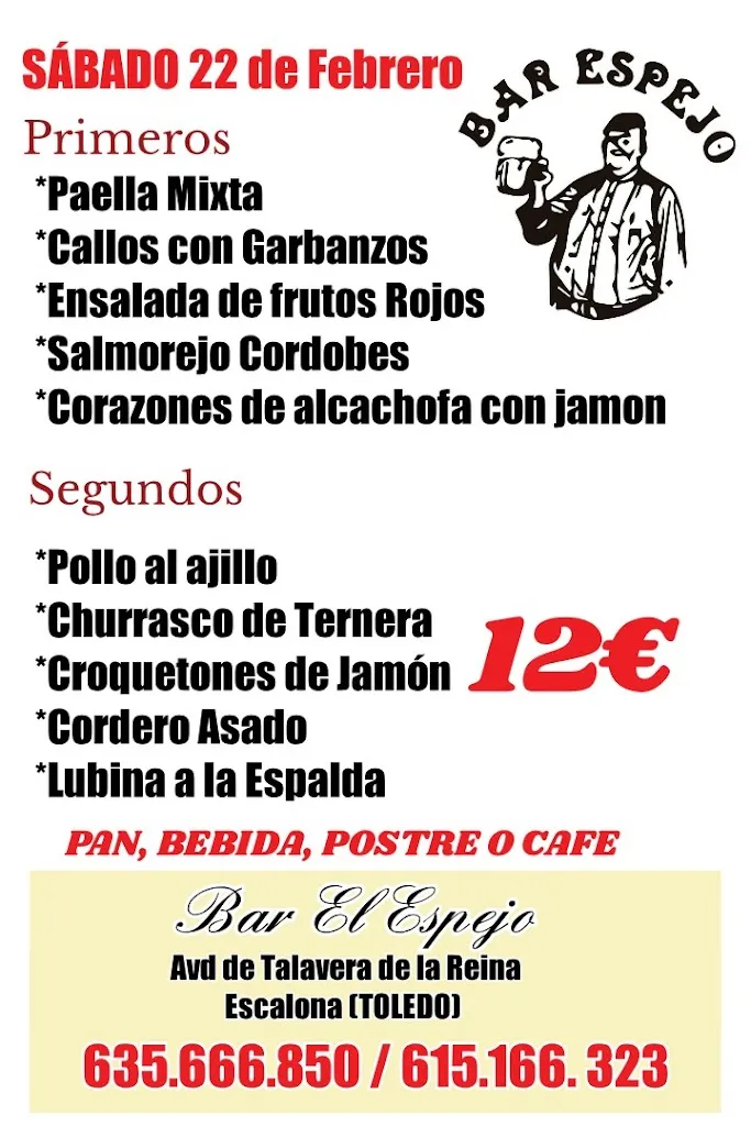 Menü_Bar - Restaurante El Espejo_Escalona_Bild_4