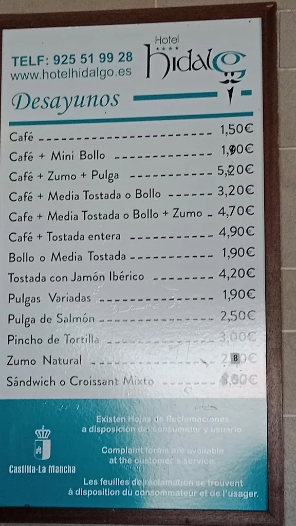 Menu_Restaurante @ Hotel Hidalgo_Esquivias_image_1