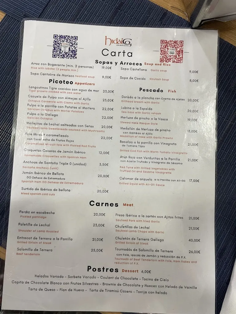 Menu_Restaurante @ Hotel Hidalgo_Esquivias_image_2