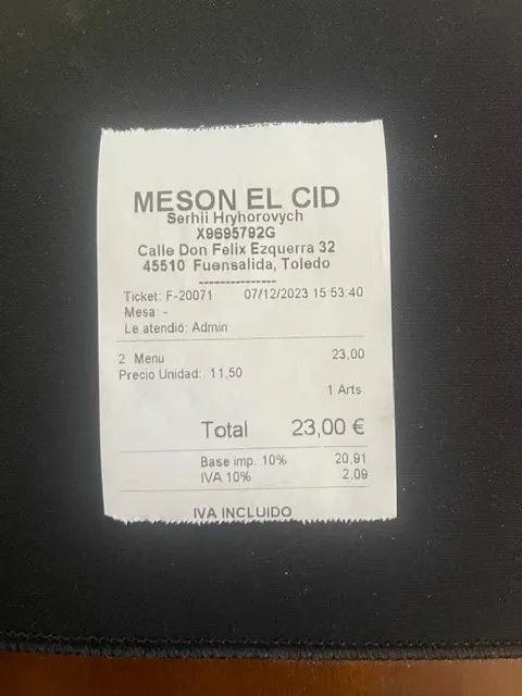 Ignacio Martín de los Ríos Alarcón_Mesón El Cid_Fuensalida_review