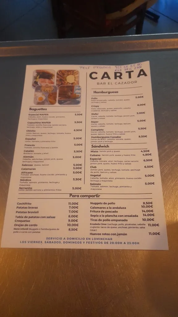 Menü_Bar Restaurante El Cazador_Lominchar_Bild_1