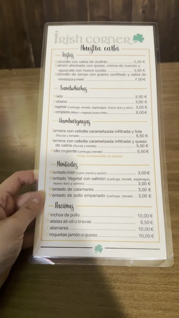 Menu_Irish Pub_Madridejos_image_1