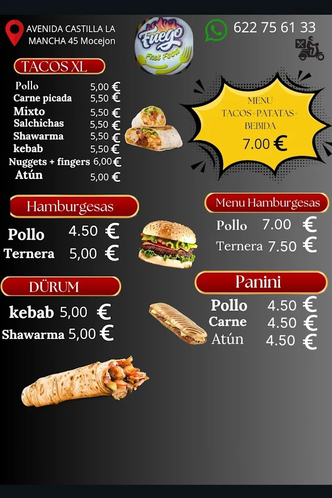 Menu_Fast Food Fuego_Mocejón_image_2