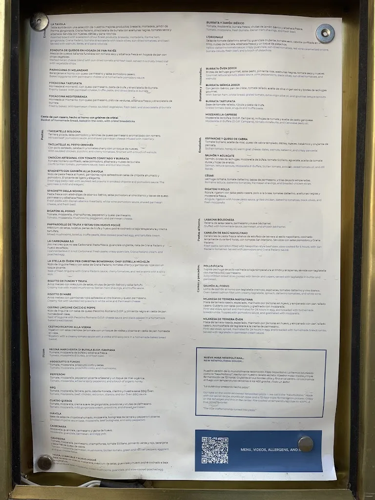 Menu_Oven Mozzarella Prado I Restaurante italiano Madrid_Pantoja_immagine_2