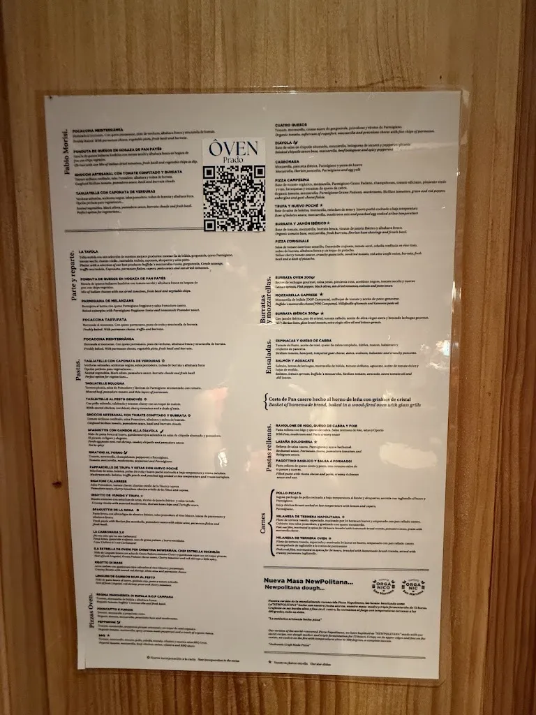 Menu_Oven Mozzarella Prado I Restaurante italiano Madrid_Pantoja_immagine_3