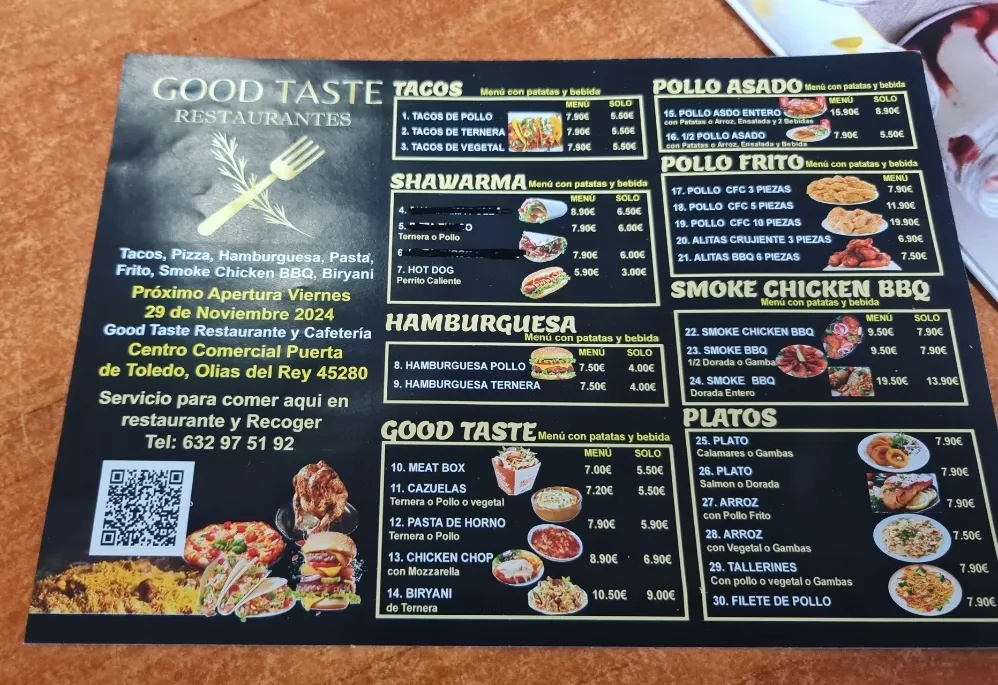 Menu_Good taste Restaurante y cafetería_Olías del Rey_image_1