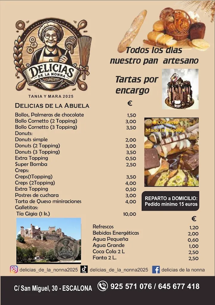 Menu_Pastelería, panadería y comida para llevar Delicias de la Nonna_Paredes de Escalona_image_1