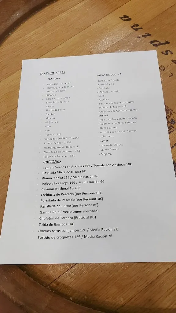 Menu_Bar El Ramblín_Pechina_immagine_2