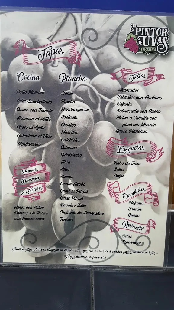 Menu_Taberna El Pintor de Uvas_Pechina_image_2
