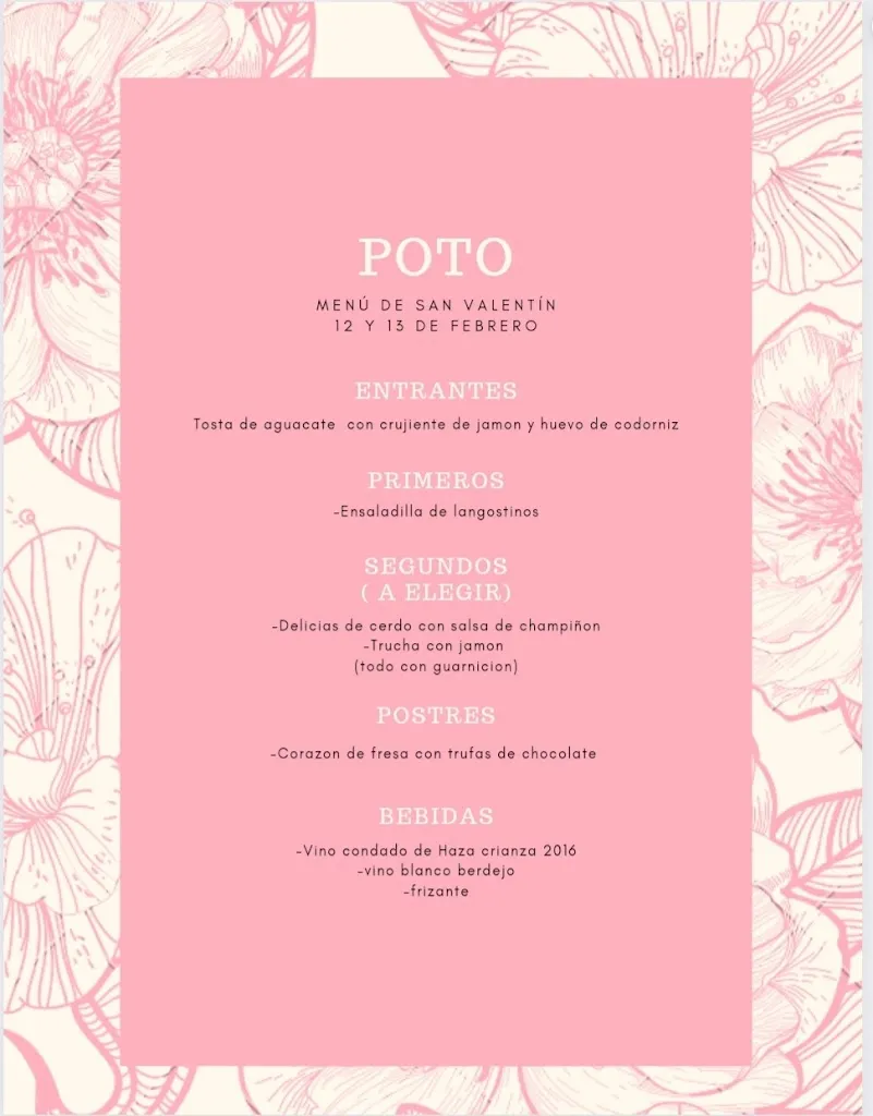 Menu_Bar Restaurante Poto_San Bartolomé de las Abiertas_image_1