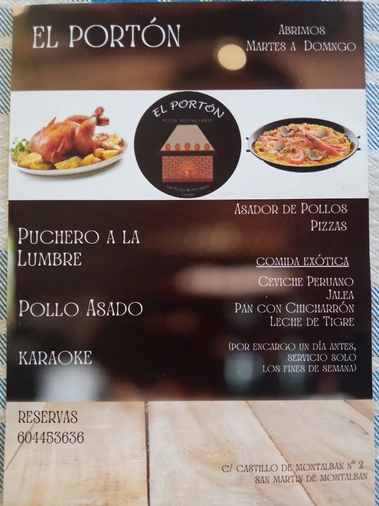 Menu_Mesón El Portón._San Martín de Montalbán_image_3