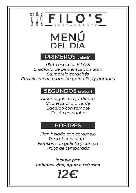 Menu_Cervecería Restaurante Filo's_San Martín de Pusa_image_1