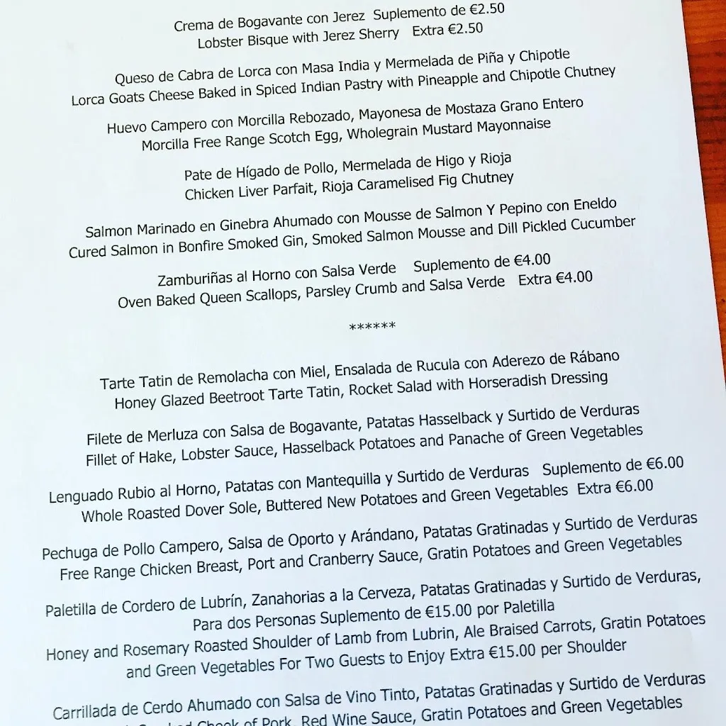 Menü_Restaurante La Parata_Mojacar_Bild_3