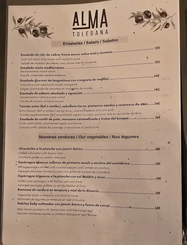 Menü_Restaurante Alma Toledana_Retamoso de la Jara_Bild_1