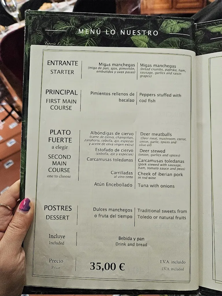 Menu_Lo Nuestro Taperia & Restaurante_Retamoso de la Jara_image_3