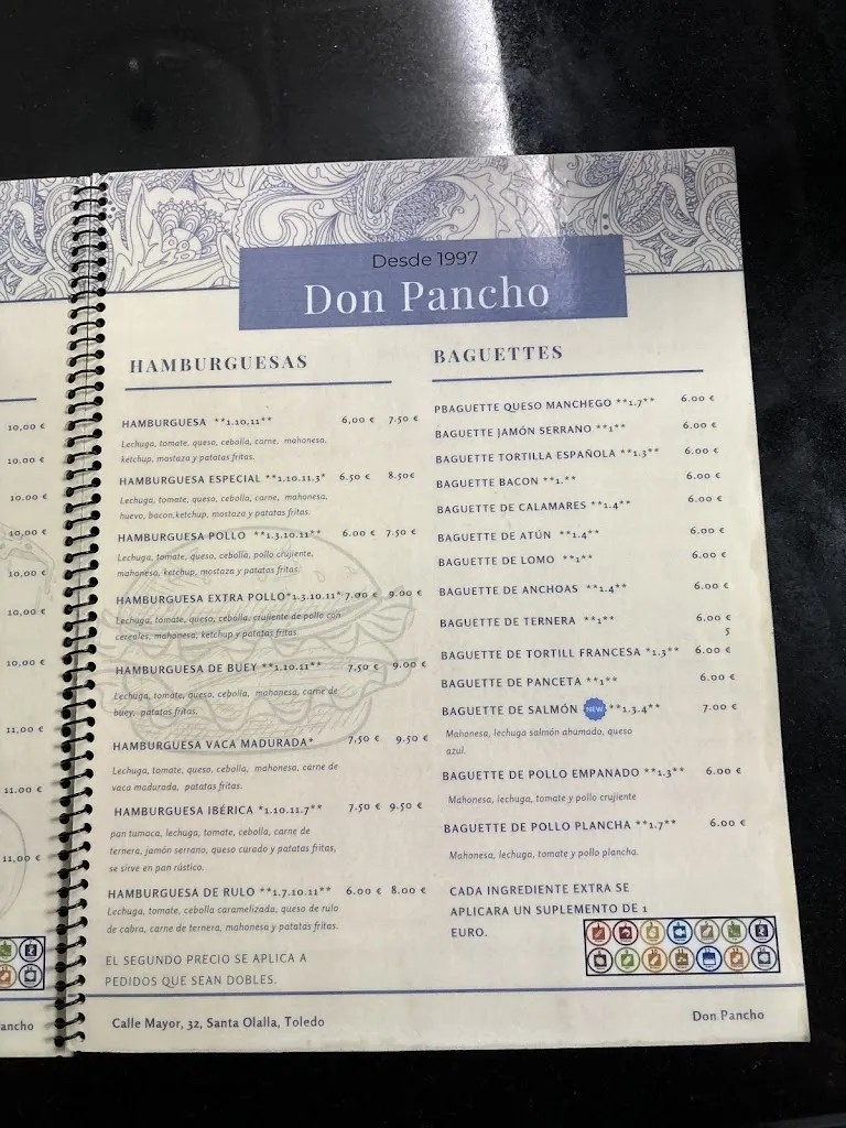 Menu_Don Pancho_Santa Olalla_image_1