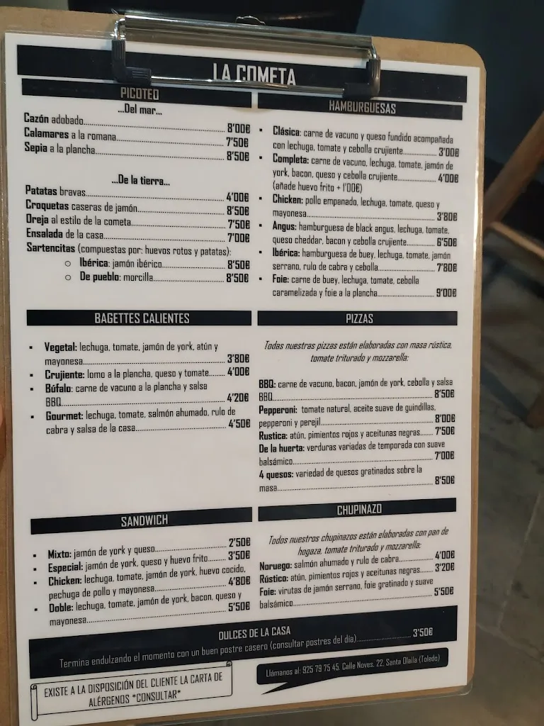 Menu_Bar Restaurante La Cometa_Santa Olalla_image_2