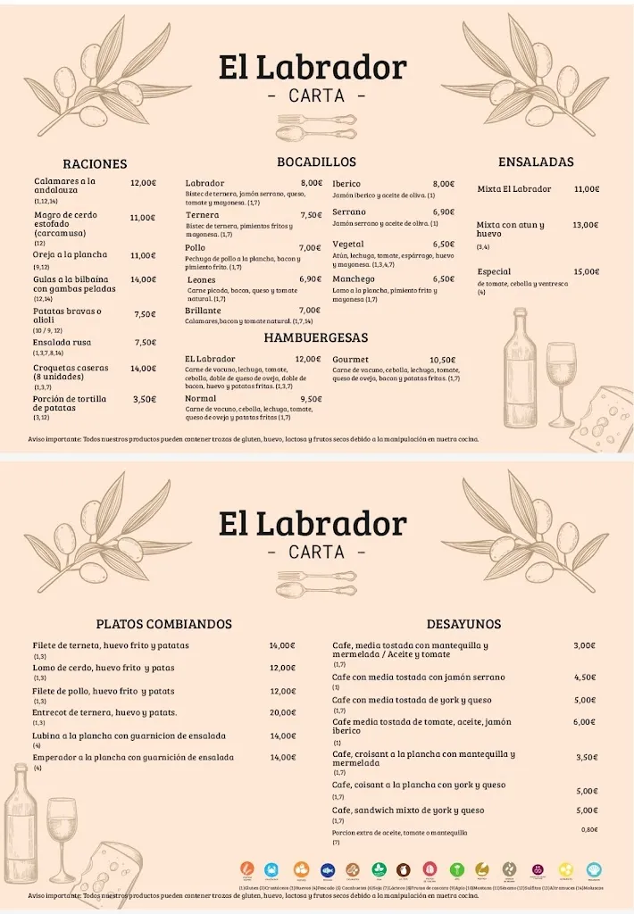 Menu_Bar Restaurante El Labrador_Santa Olalla_image_1
