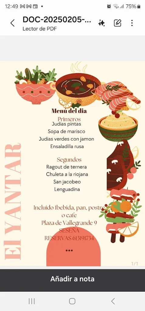 Menü_Restaurante El Yantar_Seseña_Bild_1