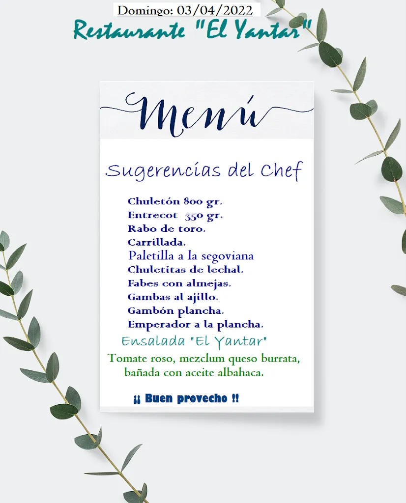 Menü_Restaurante El Yantar_Seseña_Bild_3