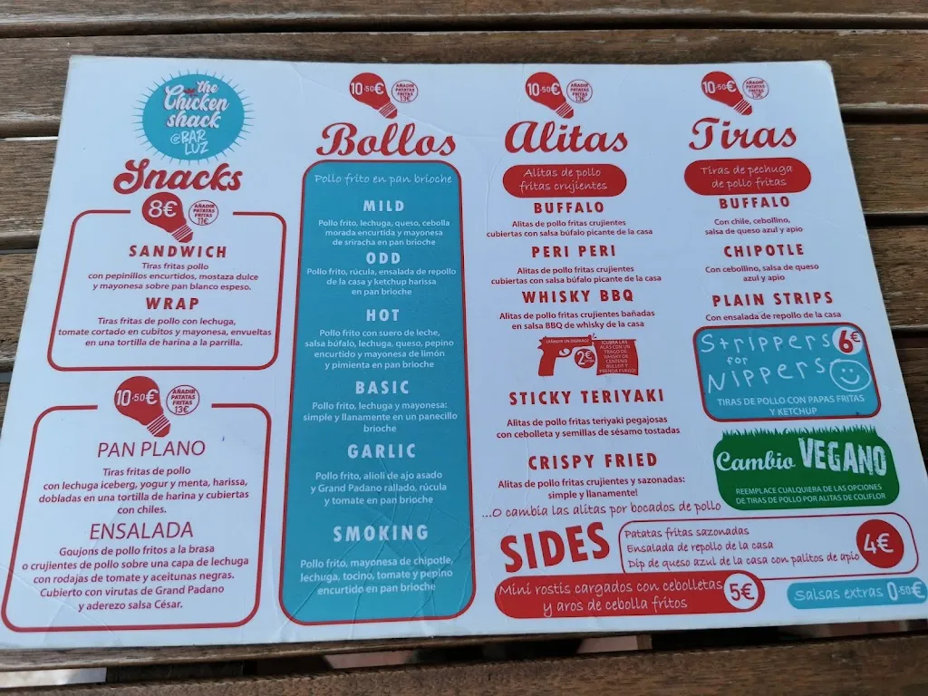 Menu_Bar Luz - Chicken Shack_Mojacar_image_2