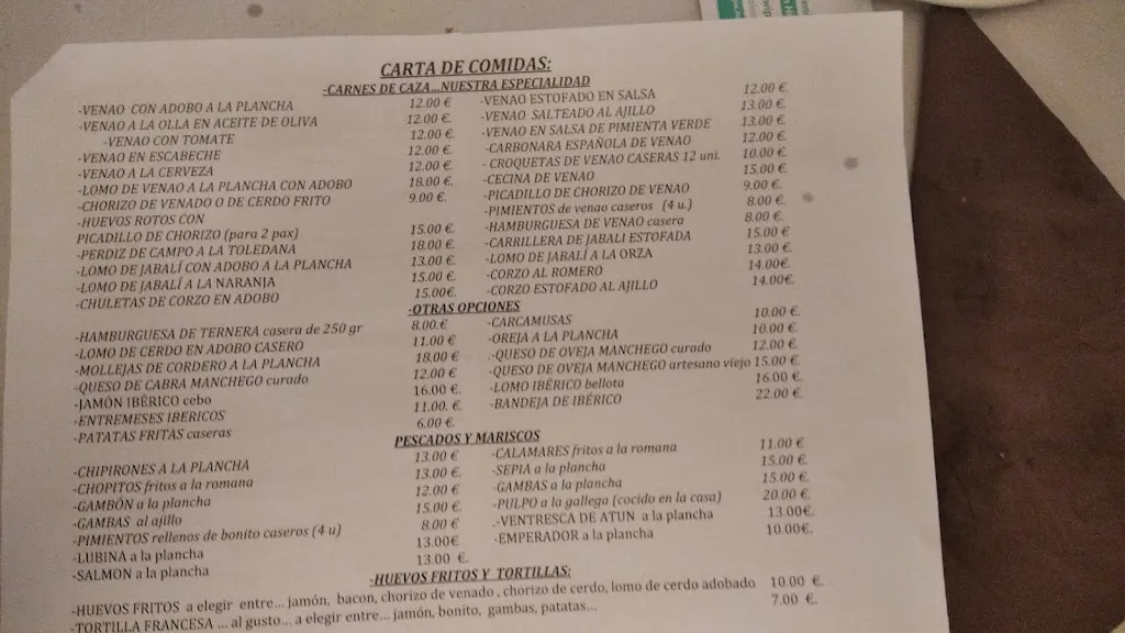 Menu_Sartenilla Bar-Restaurante_Ventas con Peña Aguilera Las_immagine_4