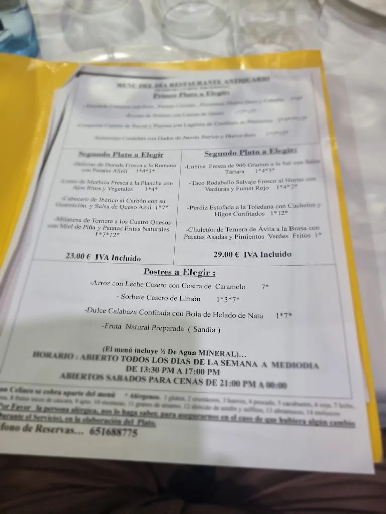 Menu_Restaurante Antiquario_Talavera de la Reina_immagine_3