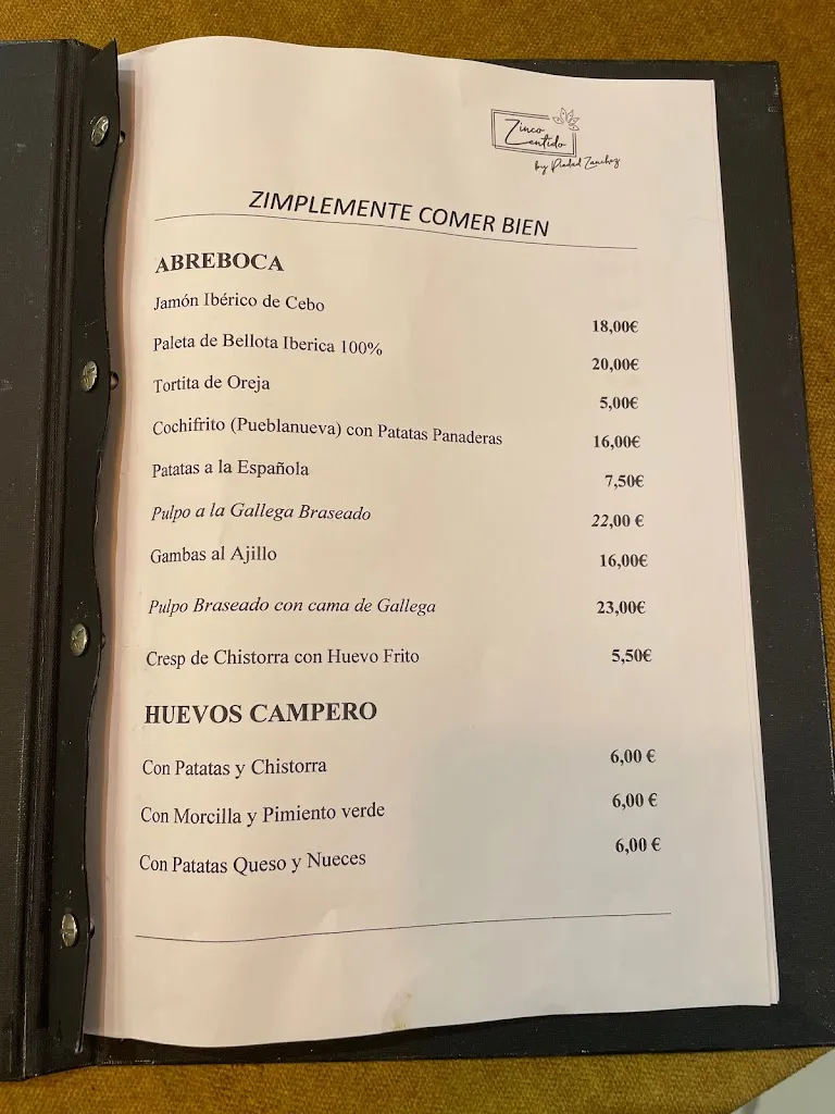 Menu_Restaurante Talavera de la Reina Zinco Zentido_Talavera de la Reina_image_1