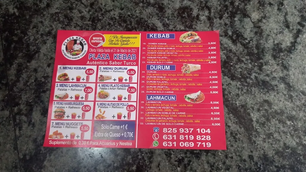 Menu_Plaza kebab_Villa de Don Fadrique La_image_2