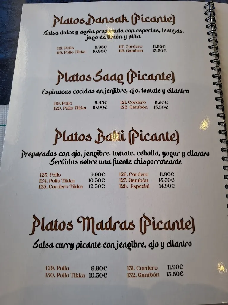 Menu_(Mojácar) Balti Tower II Indian Restaurant_Mojacar_immagine_3