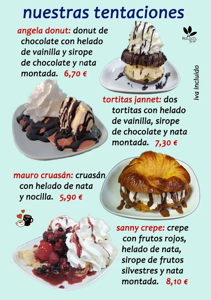 Menu_Cafetería | raüsch café | Heladería | Elaboración batidos de fruta natural | Elaboración postres |_Torrijos_immagine_1
