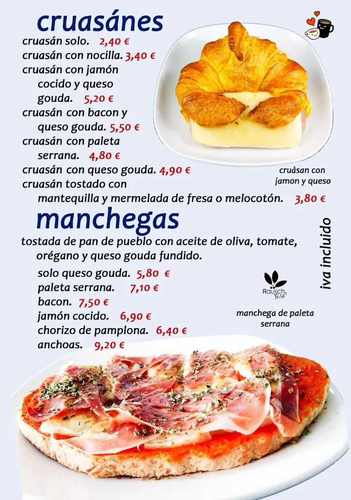 Menu_Cafetería | raüsch café | Heladería | Elaboración batidos de fruta natural | Elaboración postres |_Torrijos_immagine_3