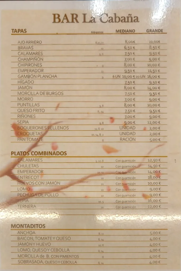 Menu_Bar La Cabaña_Ademuz_image_1