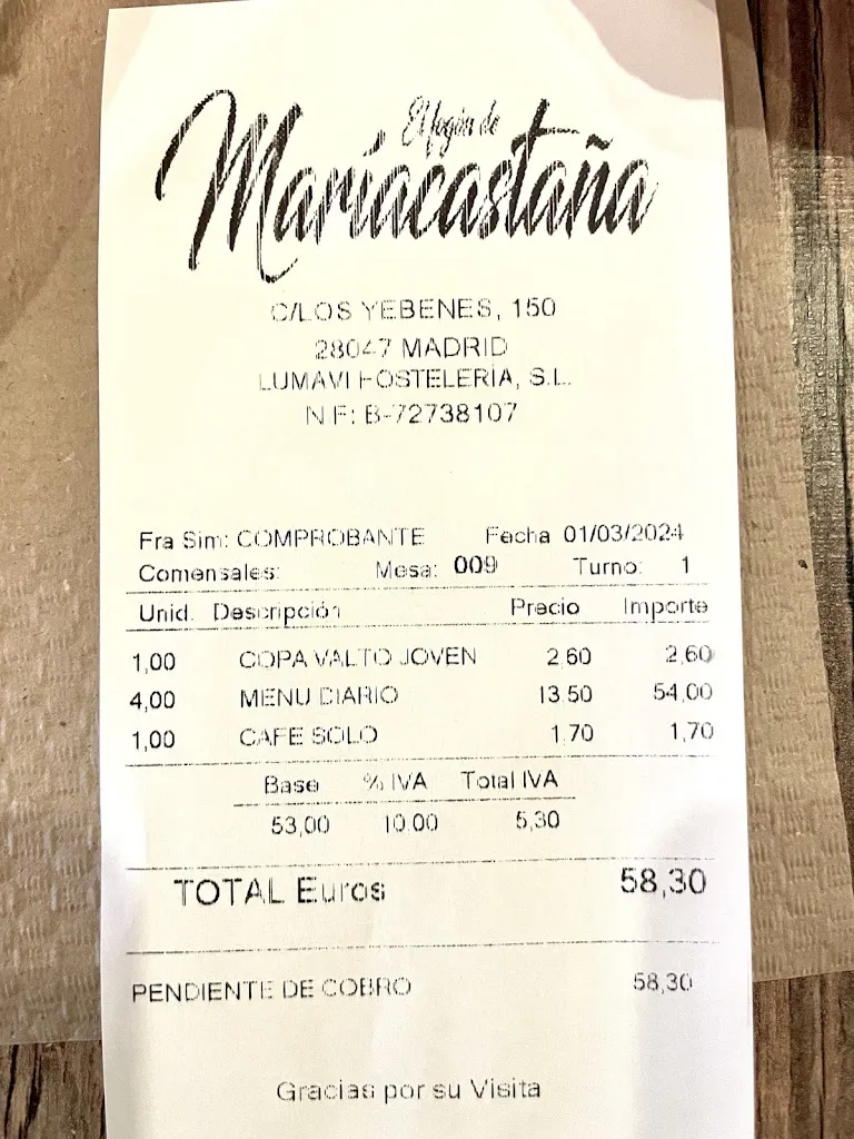 Rafael A_Restaurante Mariacastaña - Aluche_Yébenes Los_review