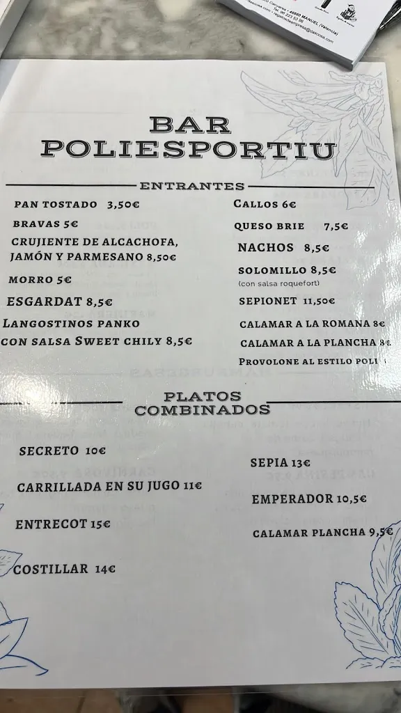 Menu_Bar Poliesportiu Aielo de Malferit_Aielo de Malferit_image_1